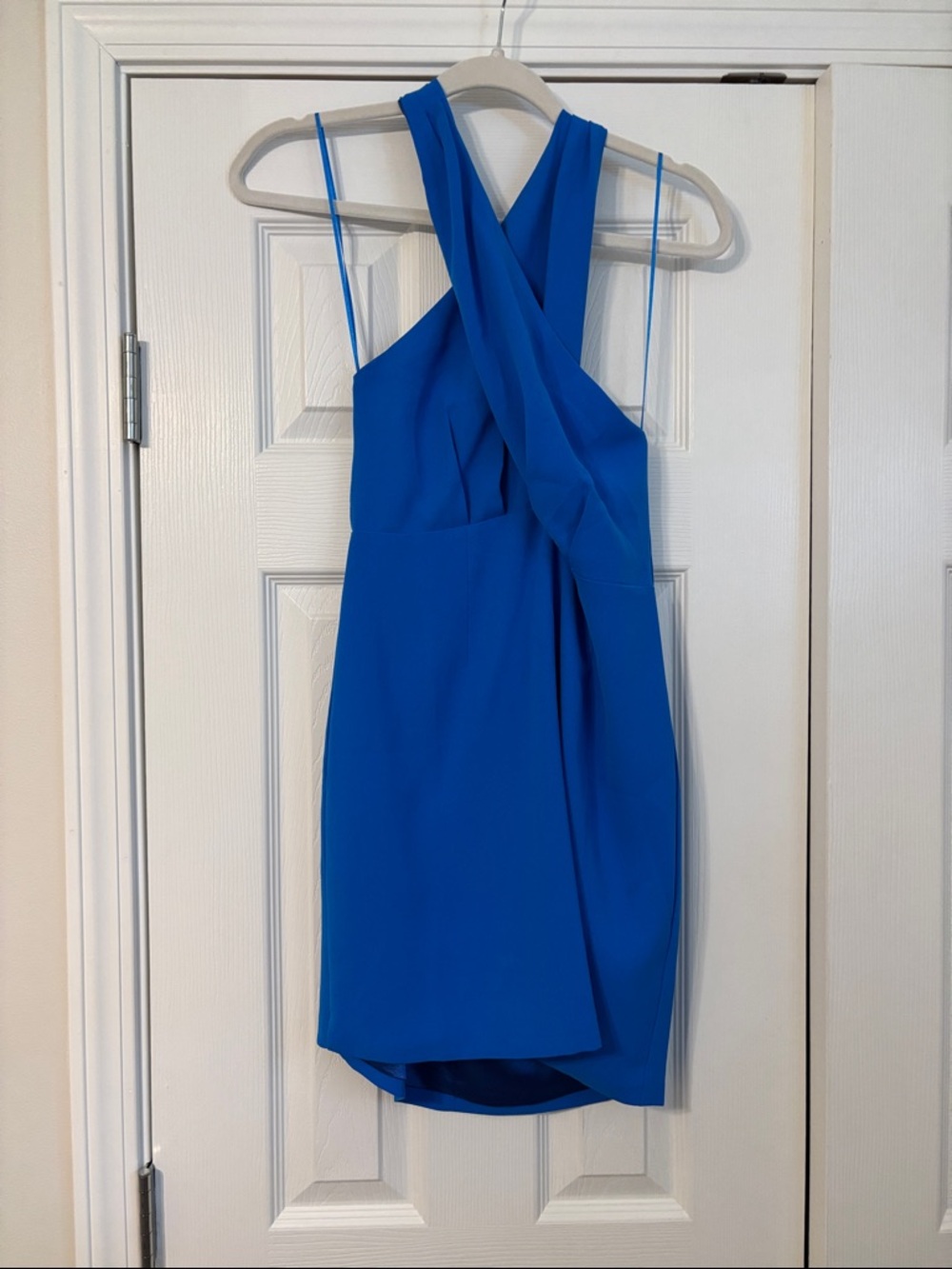 DO+BE Cobalt Blue One-Shoulder Draped Cocktail Dress